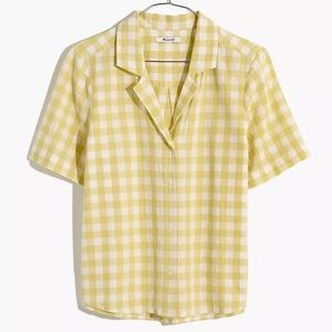 Madewell Linen-Blend Boxy Camp Shirt Gingham Check